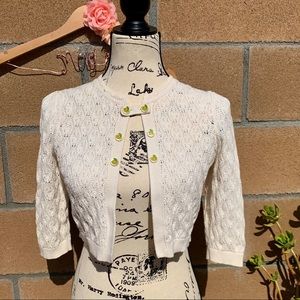 Anthro | guinevere horizons lemon cropped cardigan